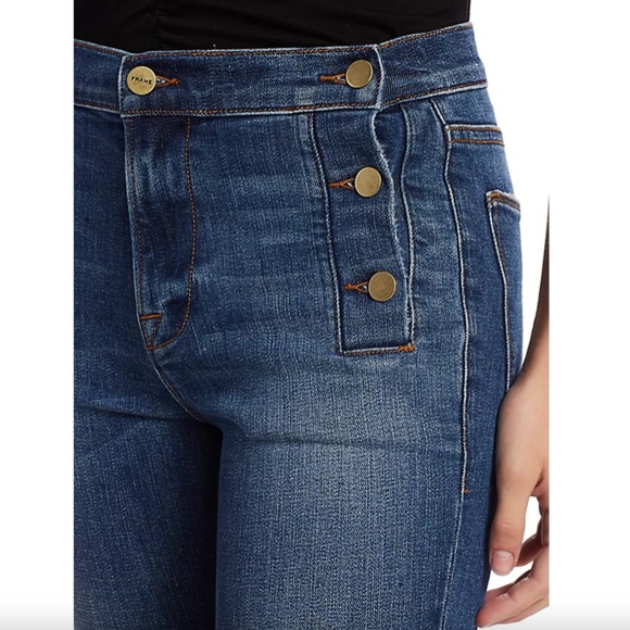 Frame Denim Le High Skinny Button Trim Jeans in Lupin Wash, Size 26 - Picture 11 of 11